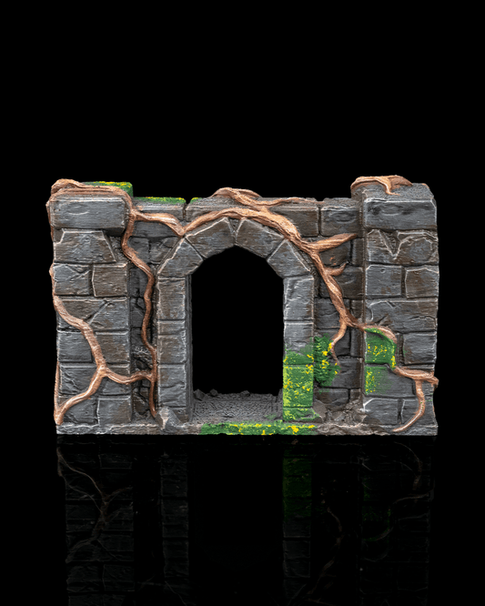 Overgrown wall com porta